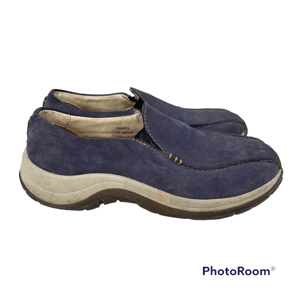L.L. Bean Womens Blue Suede Casual Slip On Shoes Size 7.5